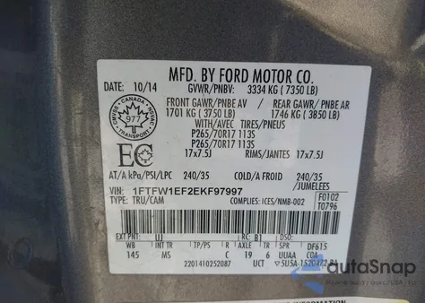 2014 Ford F-150 Xlt z USA, uszkodzony, nr VIN 1FTFW1EF2EKF97997